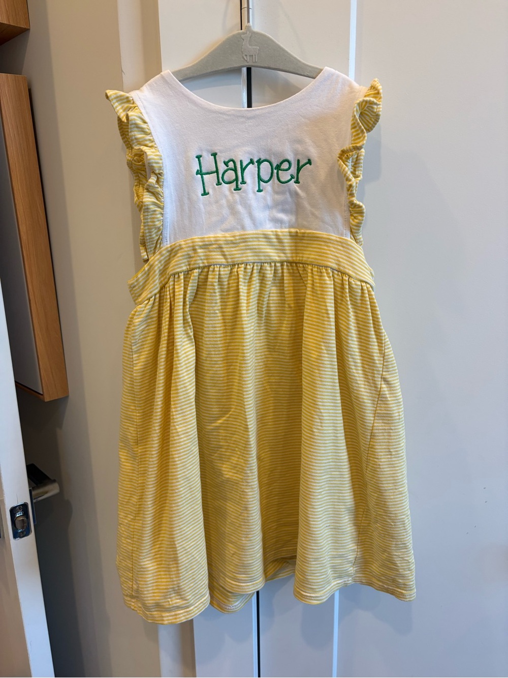 Yellow Striped Dress with Harper Embroidered